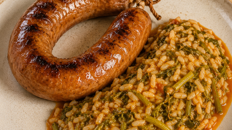 Alheira de Vinhais Grelhada com Arroz de Espigos
