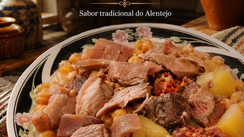 Receita de Cozido de grão de bico com enchidos focinho,orelha e lacão de porco