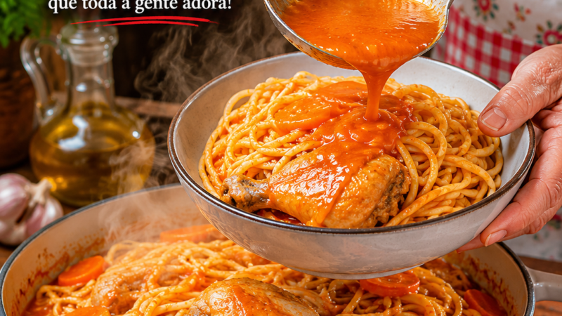 Frango Guisado com Esparguete