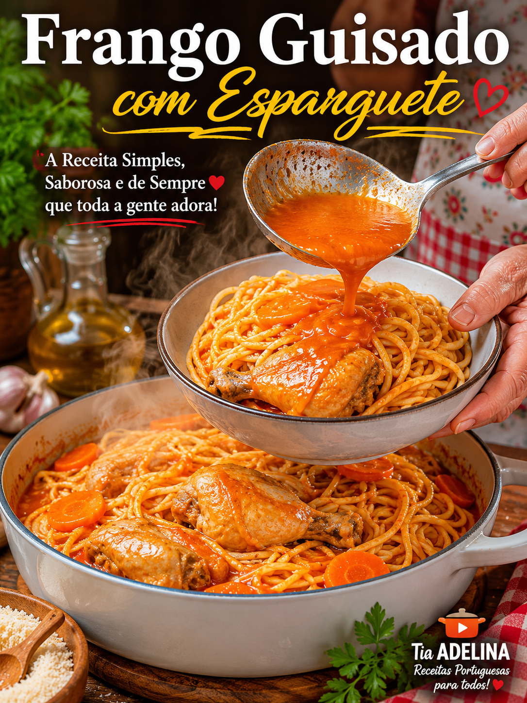 Frango Guisado com Esparguete