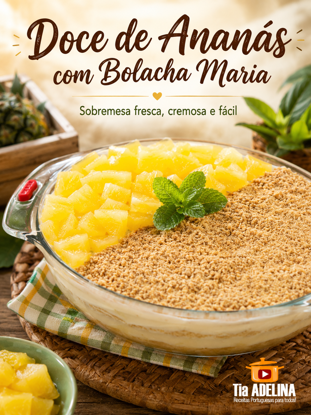 Doce de Ananás com Bolacha Maria – Sobremesa Fresca, Cremosa e Fácil