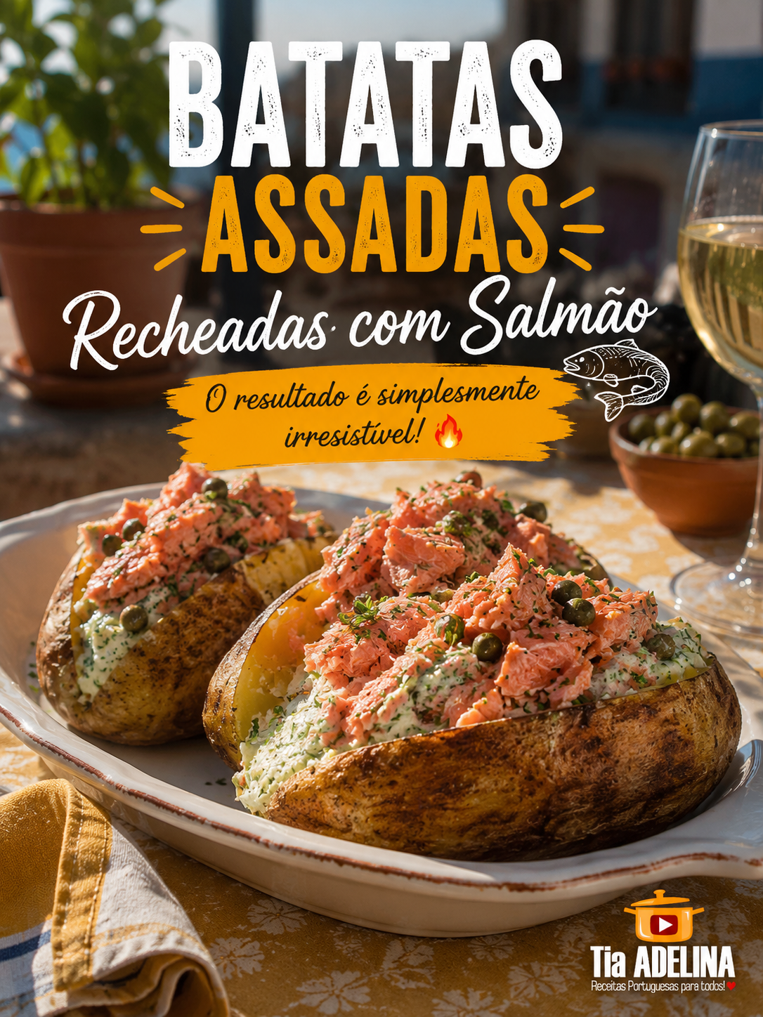Batatas Assadas Recheadas com Salmão