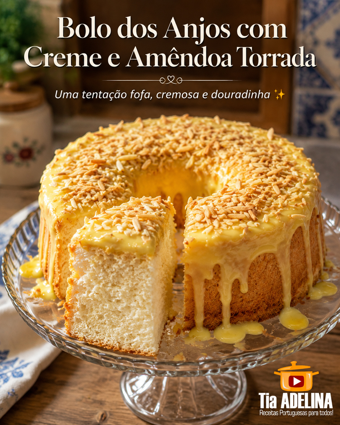Bolo dos Anjos com Creme e Amêndoa Torrada