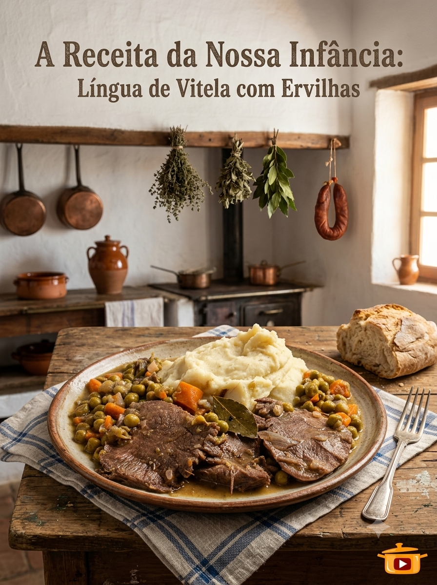 Língua de Vitela com Ervilhas à Moda Antiga