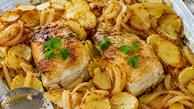 Bacalhau Frito com Cebolada