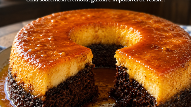 Bolo-Pudim de Coco e Chocolate
