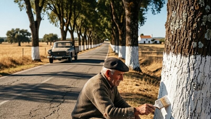 Porque se pintavam de branco os troncos das árvores no Alentejo?