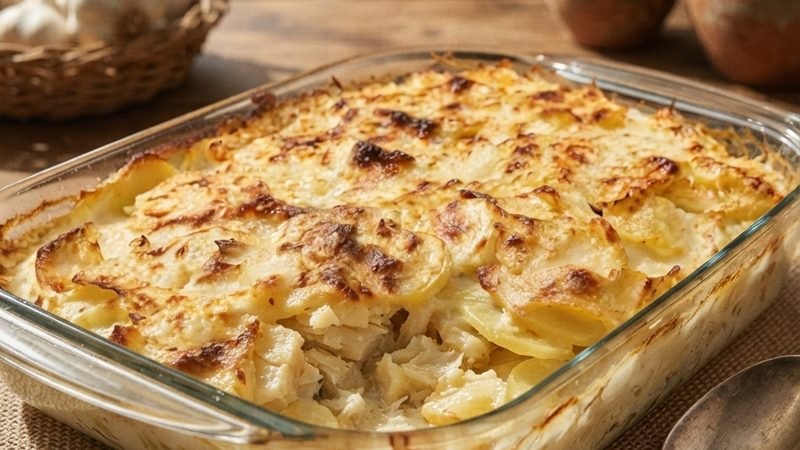 Batatas Gratinadas com Bacalhau Cremosas
