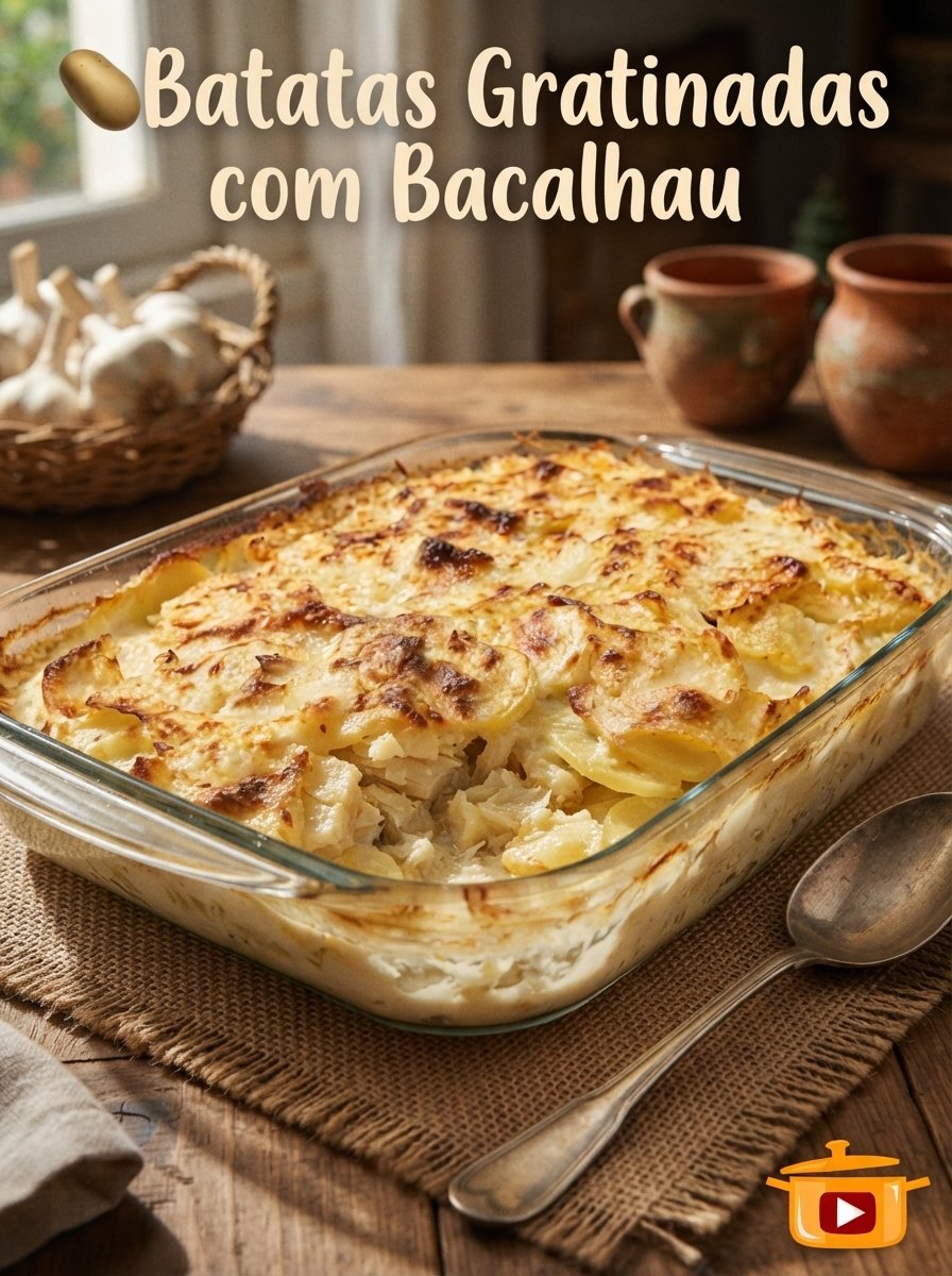Batatas Gratinadas com Bacalhau Cremosas
