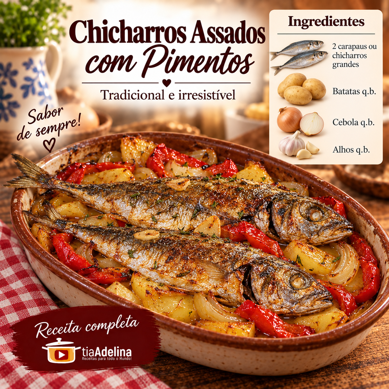 Chicharros Assados com Pimentos
