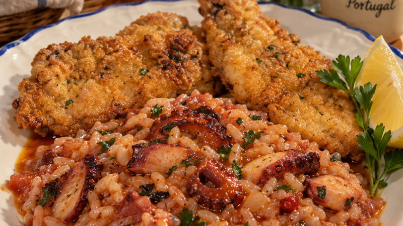 Filetes de Polvo com Arroz Malandrinho