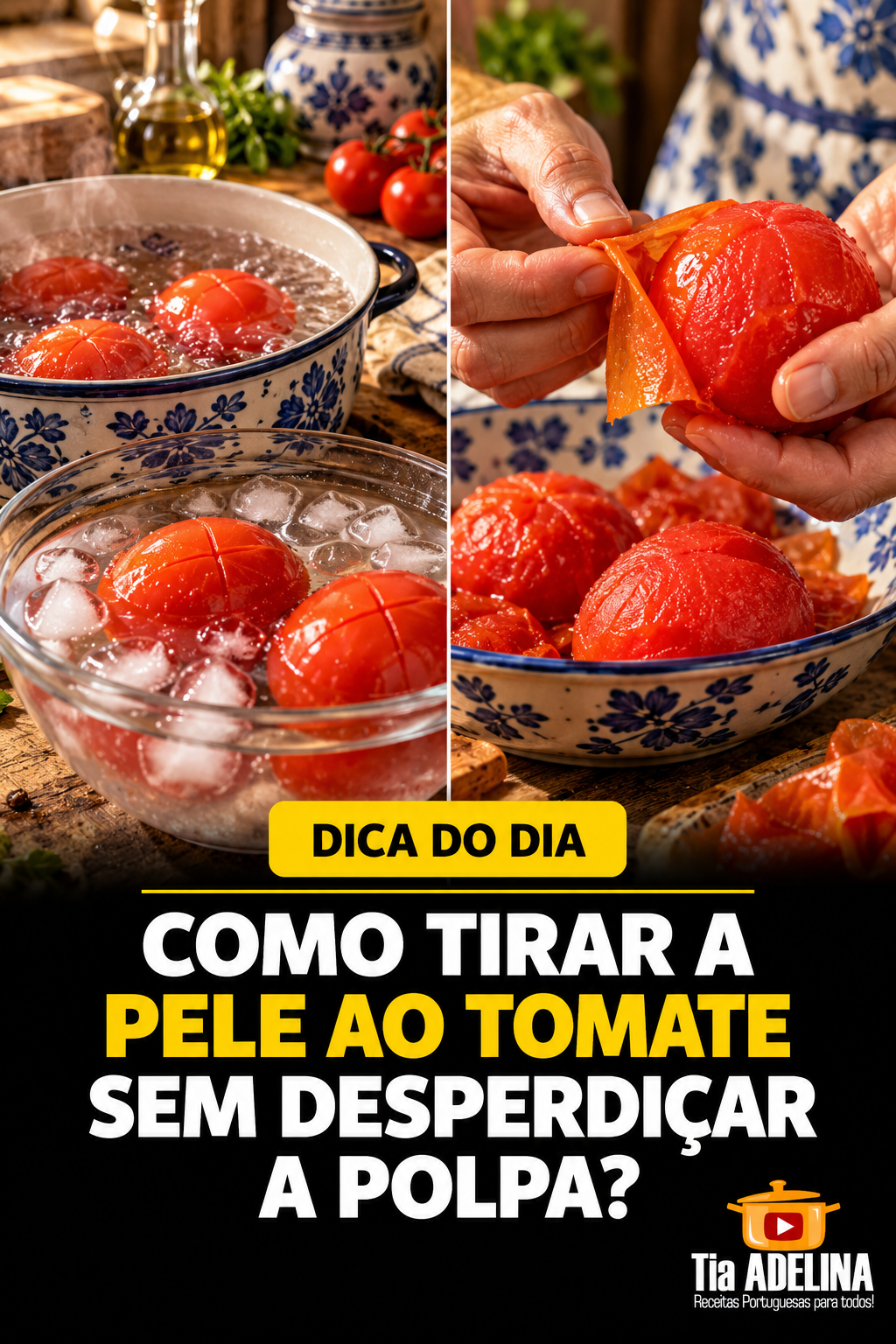 DICA DO DIA — SABE COMO TIRAR A PELE AO TOMATE EM SEGUNDOS?